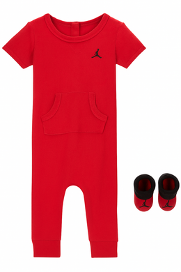 Jordan Baby Essential 2-Piece Short-Sleeve Overall Set (Red)